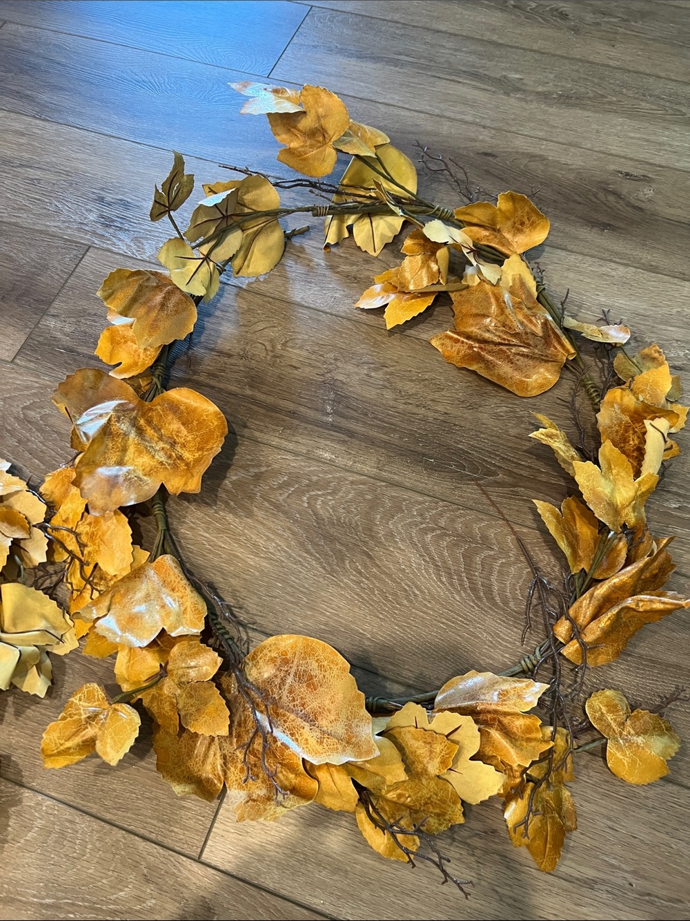 Autumn Gold Leaf Garland Wreath